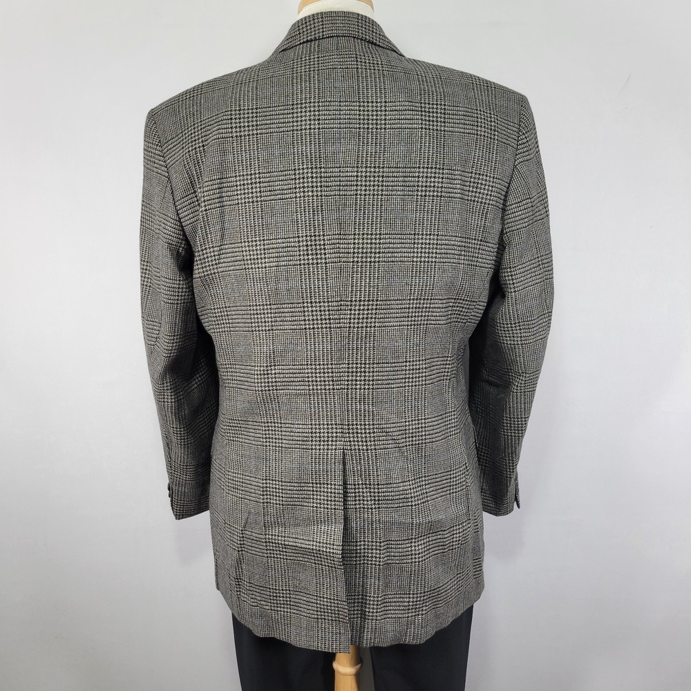 Haggar Men's Sport Coat Blazer Two Button Gray Plaid Lambs Wool Size 42L - Picture 11 of 14